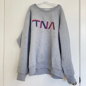 TNA Grey Embroidered Crew Neck Sweatshirt